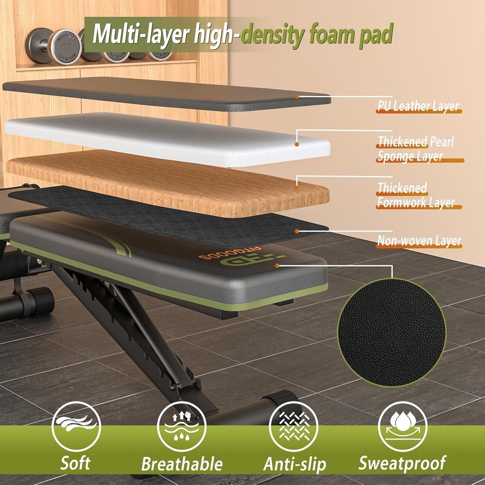 Adjustable Weight Bench Home Gym Foldable 700LBS Multi-Purpose Workout Bench