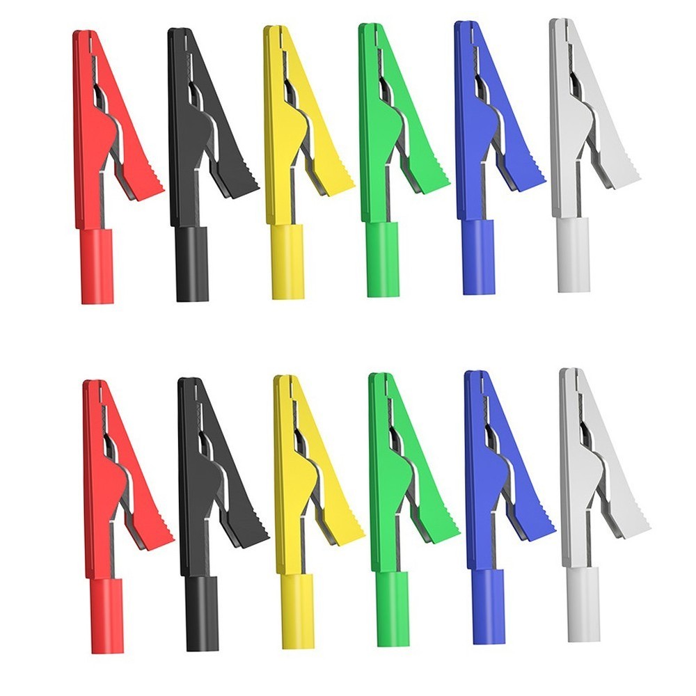 12PC Colored Crocodile Clips for Secure Connections in Electrical Projects