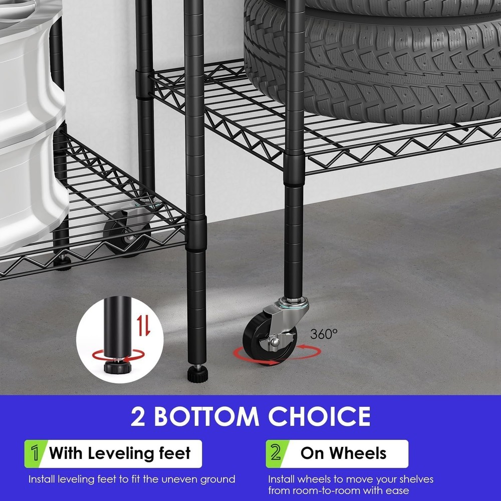 Rust-Resistant 6-Tier Wire Shelving System with Wheels | Easy Tool-Free Assembly