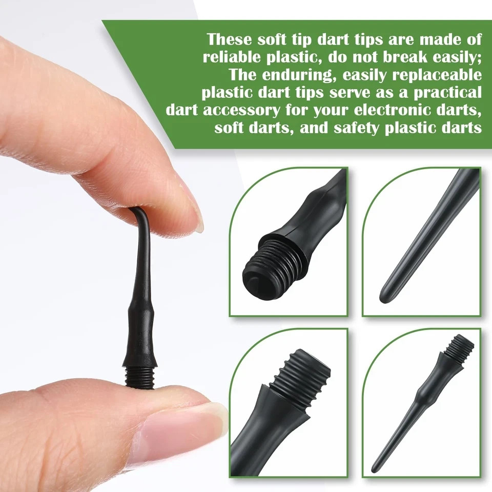 200 Pack 2BA Thread Soft Tip Dart Points Plastic Replacement Dart Tips Soft Tip