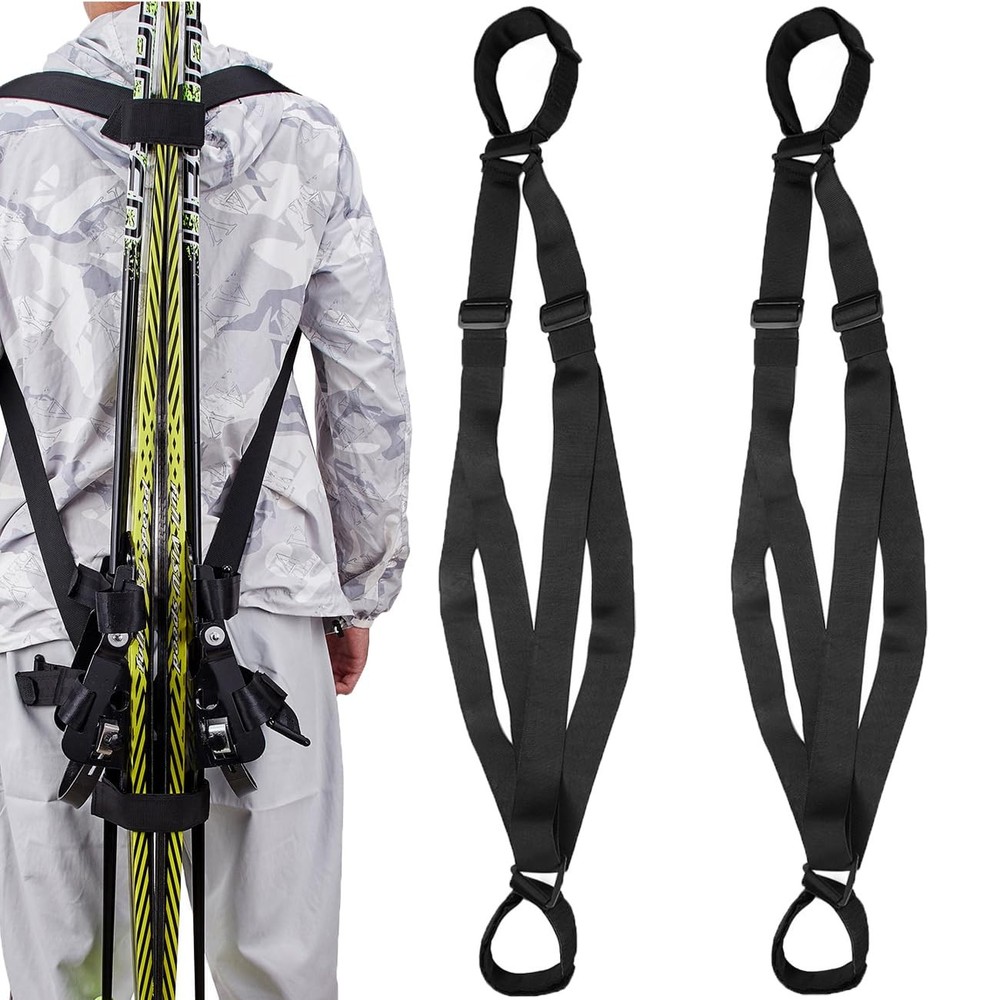 MOPHOEXII Ski Carrier Strap - Adjustable (27'' - 51''), Black 2 Pack
