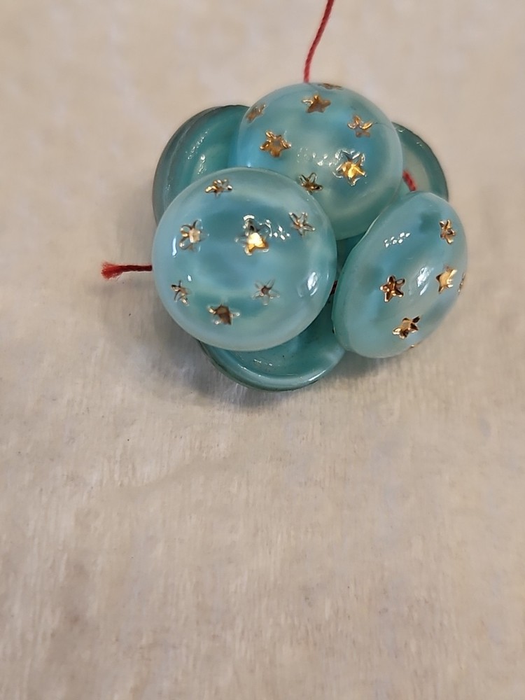 6 Vintage Blue Pearlized Starburst Buttons