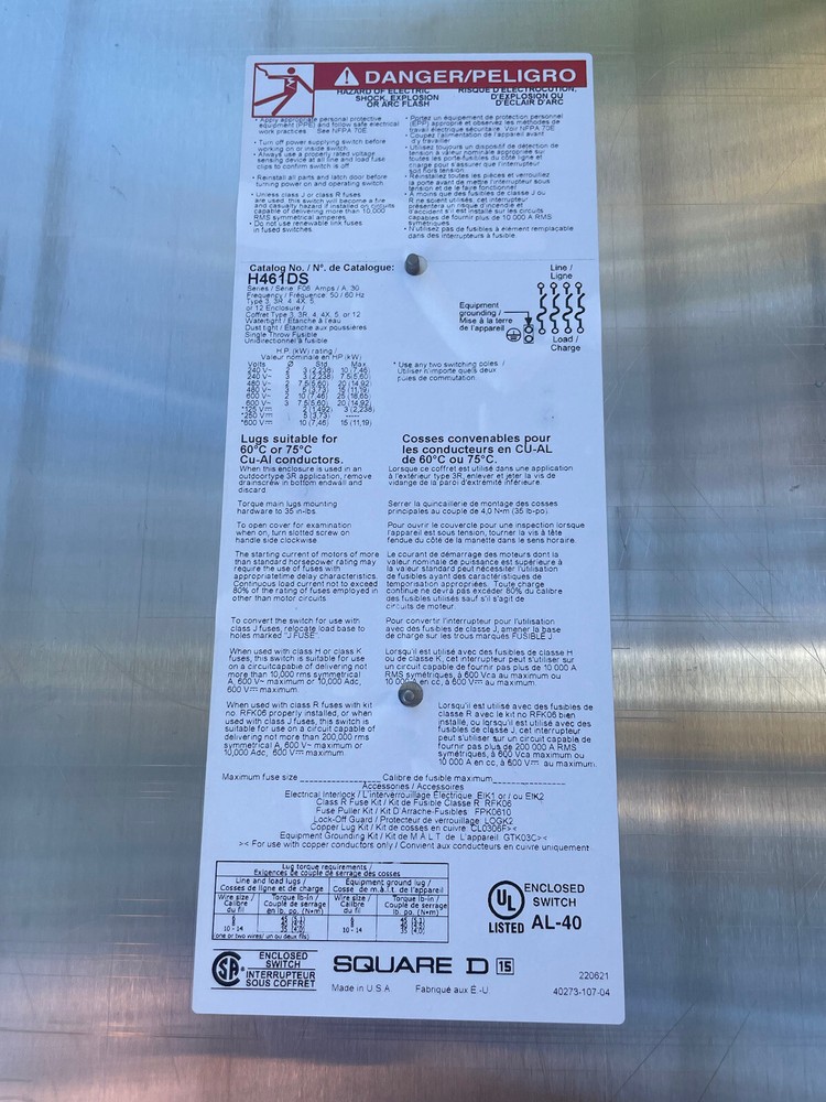 SQUARE D H461DS DISCONNECT
