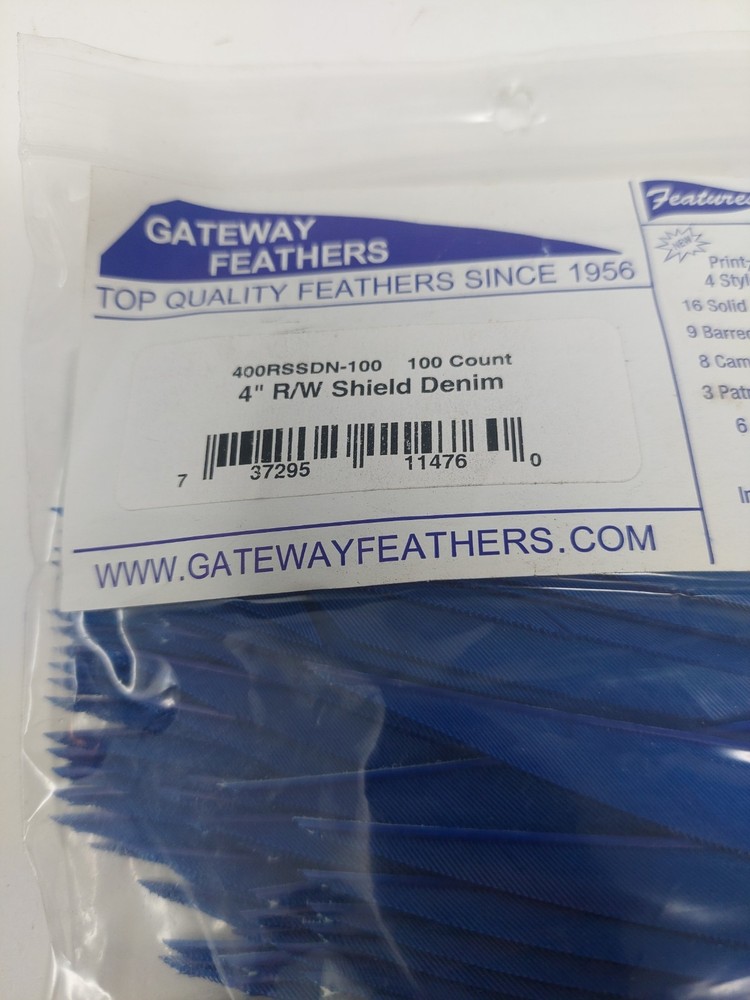 100 Pack Gateway Feathers 4" Right Wing: Shield Denim Blue 400RSSDN-100