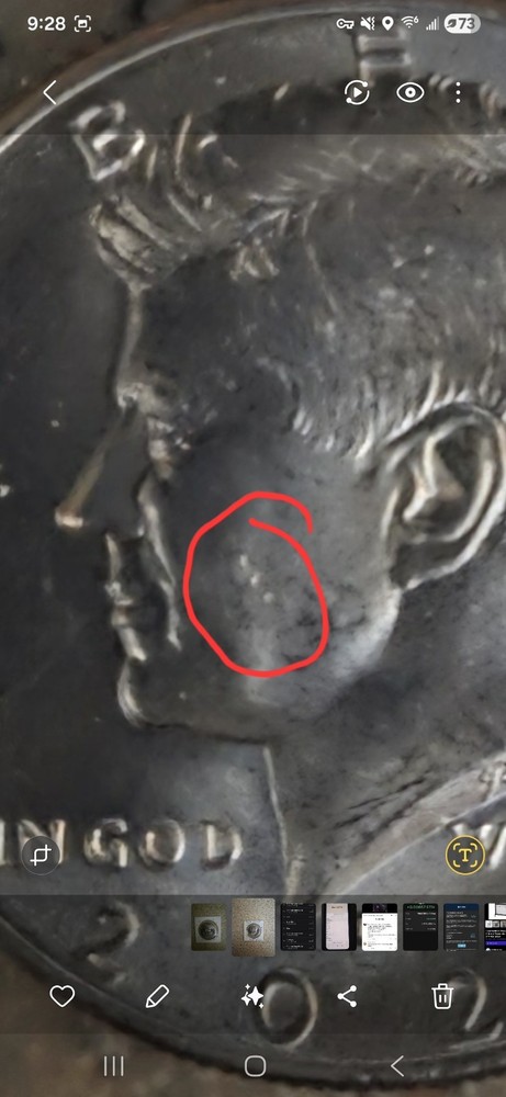 2024 kennedy half dollar with 3 holes in face Errors
