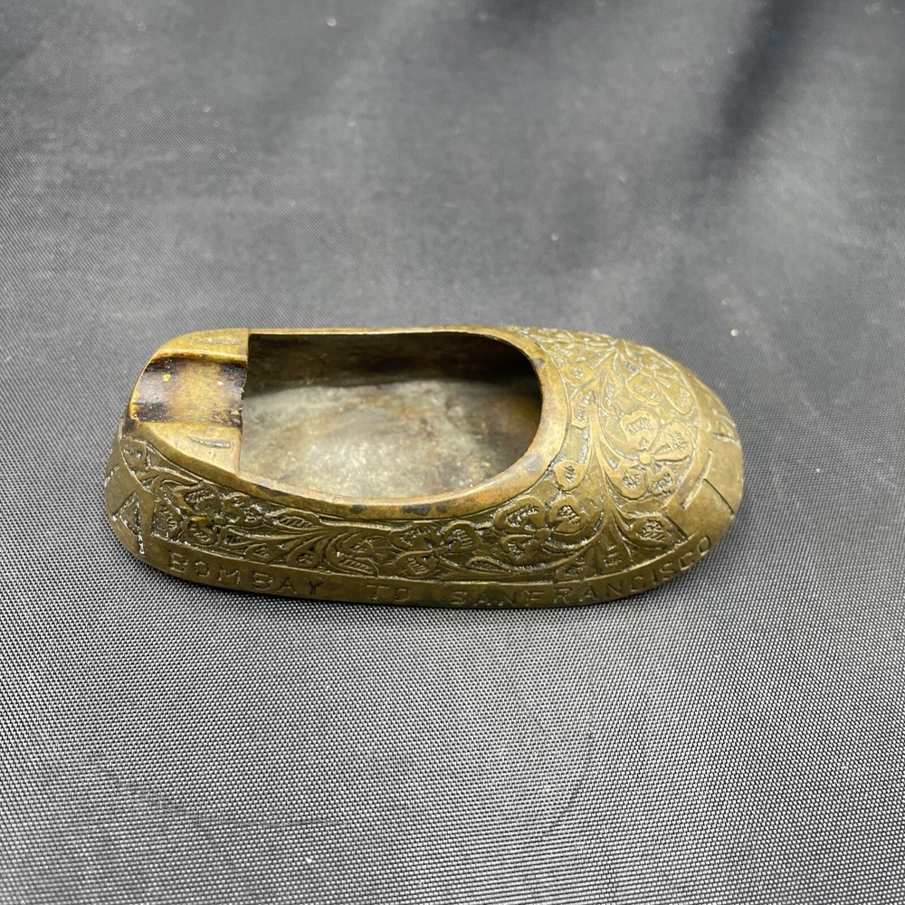 Vtg Brass Small Shoe Ashtray