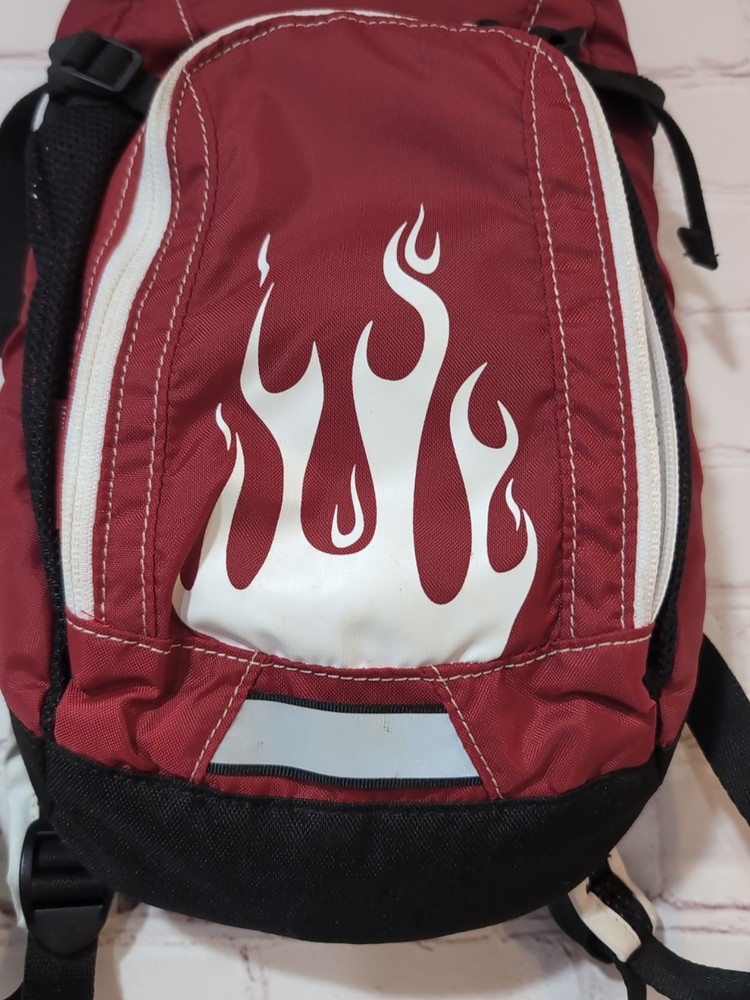 Camelback Mini Mule Hydration Backpack Red White Flames Hiking NO BLADDER