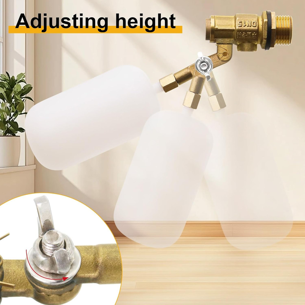 2 Pack Brass Float Valve 1/2 Inch,With Adjustable Arm Automatic Fill Float Valve