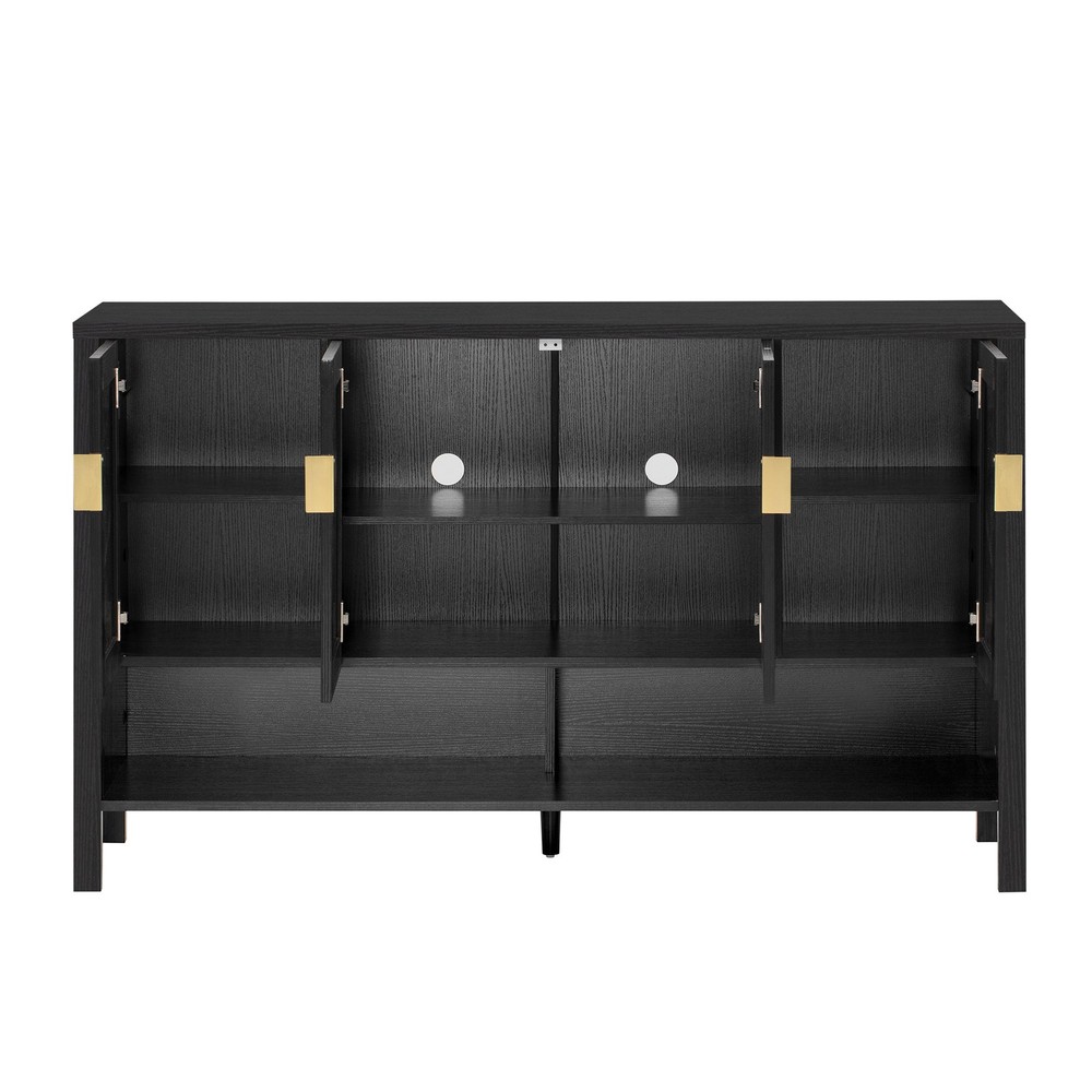 U_STYLE 55.1''Storage Sideboard with 4-Doors,Multi Functional Buffet with Open