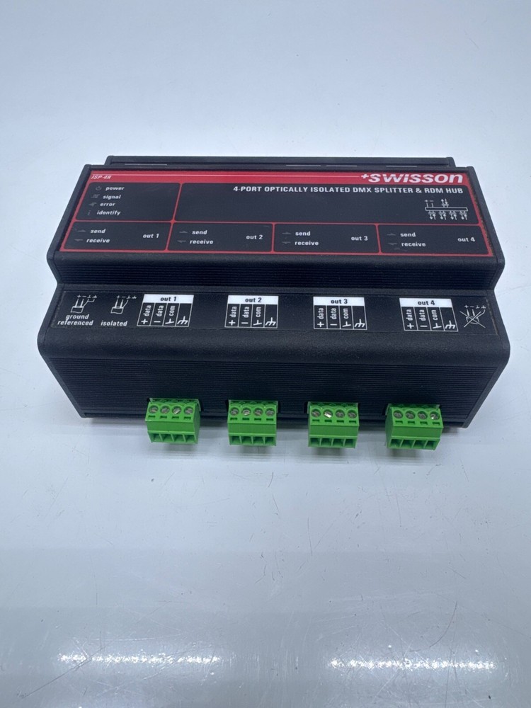 SWISSON ISP-4R-DC-TERM 4-PORT OPTICALLY ISOLATED DMX SPLITTER & RDM HUB