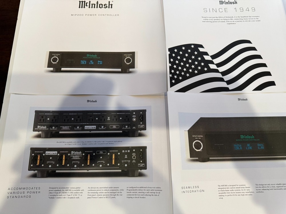 McIntosh MIP 200 Power Controller Brochure, 8 pg, Specs, Articles, Info, 2024