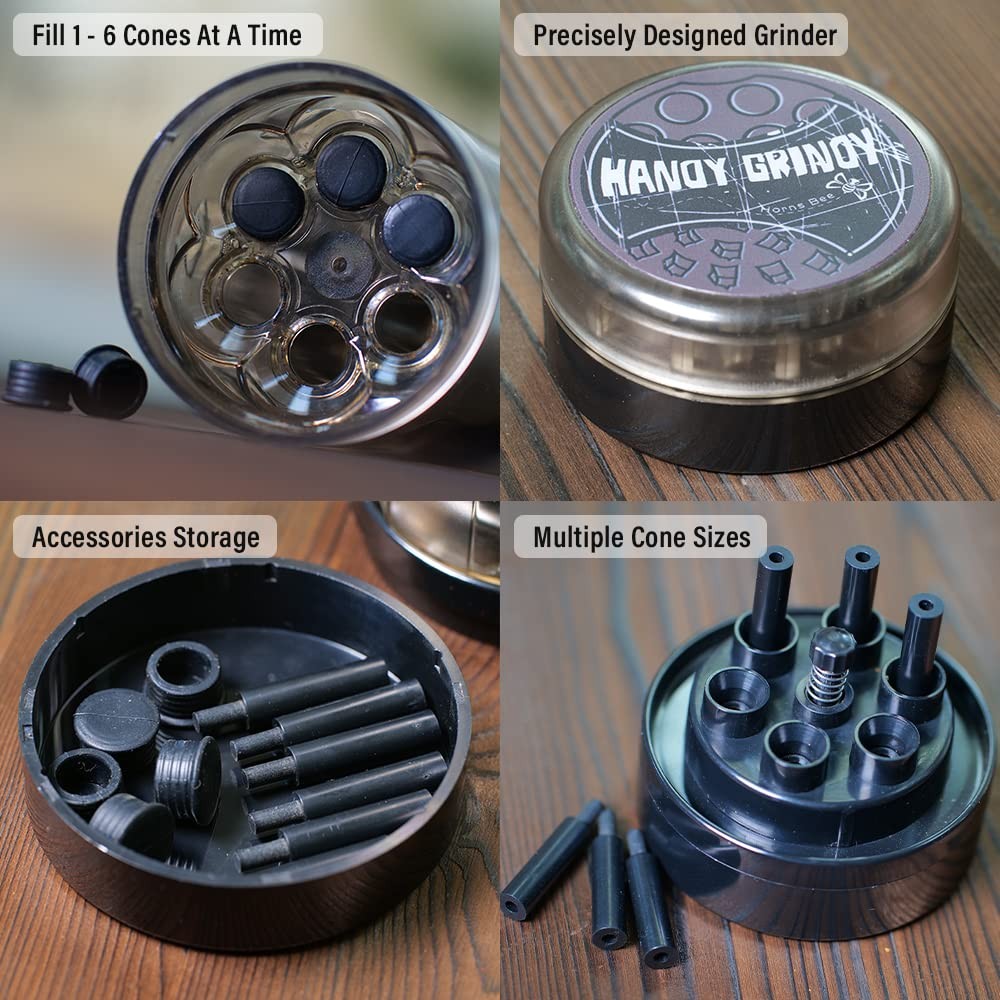 Portable Herb Grinder - Cone Rolling Machine 6 Loader At Once (Pre-Roll Cones...