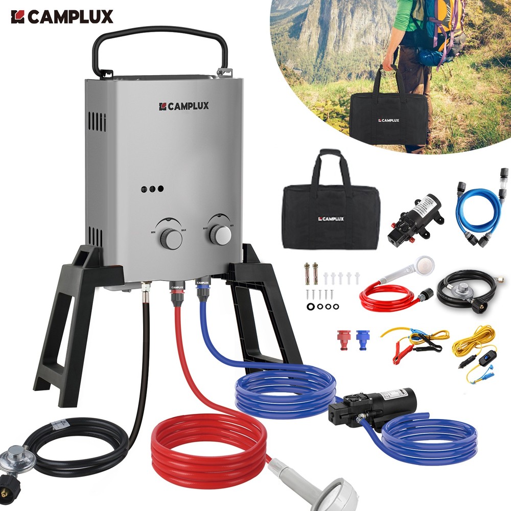 Camplux 5L Portable Propane Water Heater & Carry Bag Instant Hot Shower Outdoor