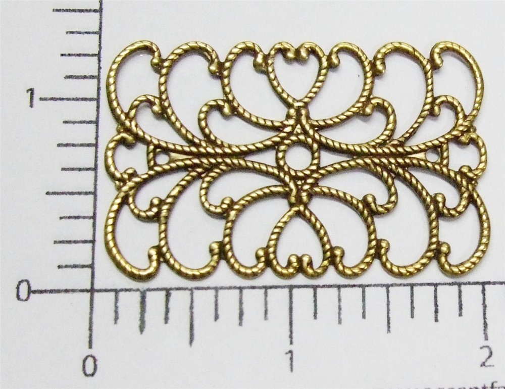 13413          2 Pc  Brass Oxidized Rectangle Filigree Jewelry Finding