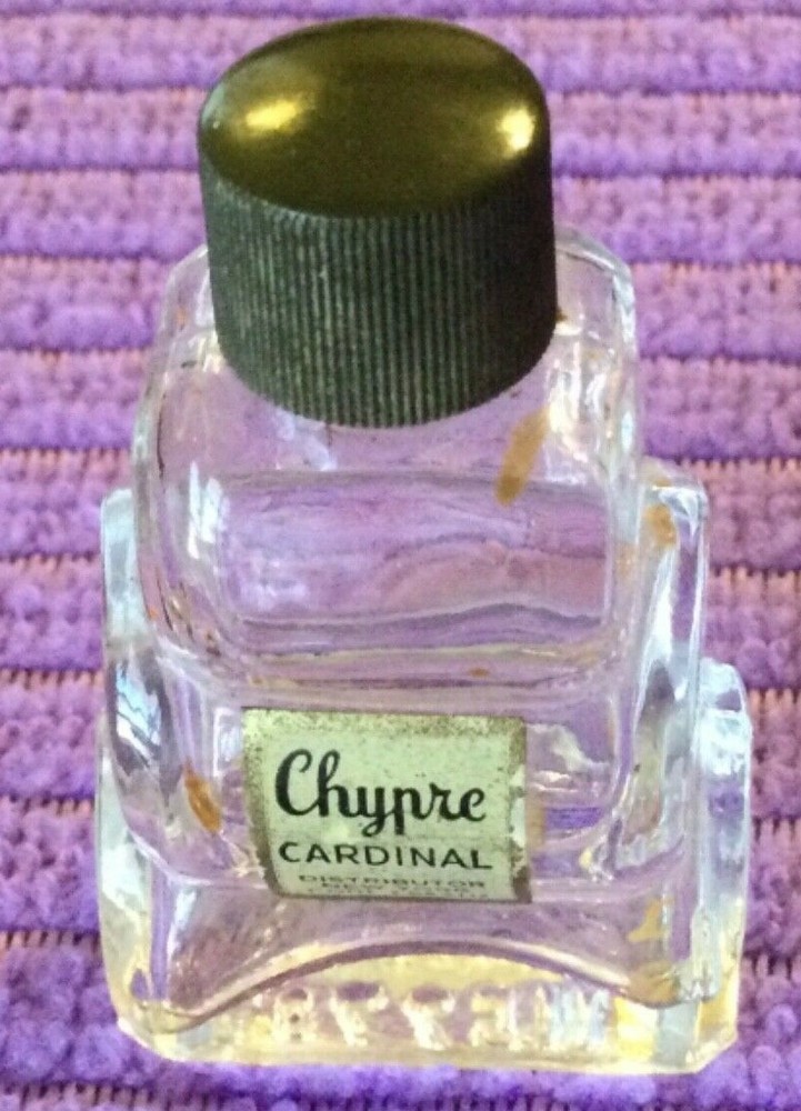 EMPTY Chypre Cardinal Distributor New York 2 Drams Cool Mini Shape & Nice Label