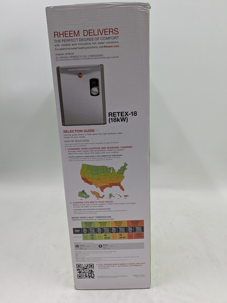Rheem Performance Electric Tankless Water Heater 18kW 240V (RETEX-18)