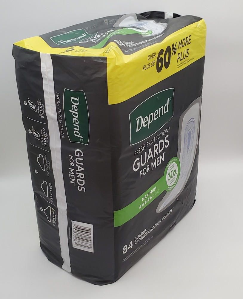 Depend Mens Guards 84ct Maximum Absorbency Bladder Control Pads Dry Odor Shield