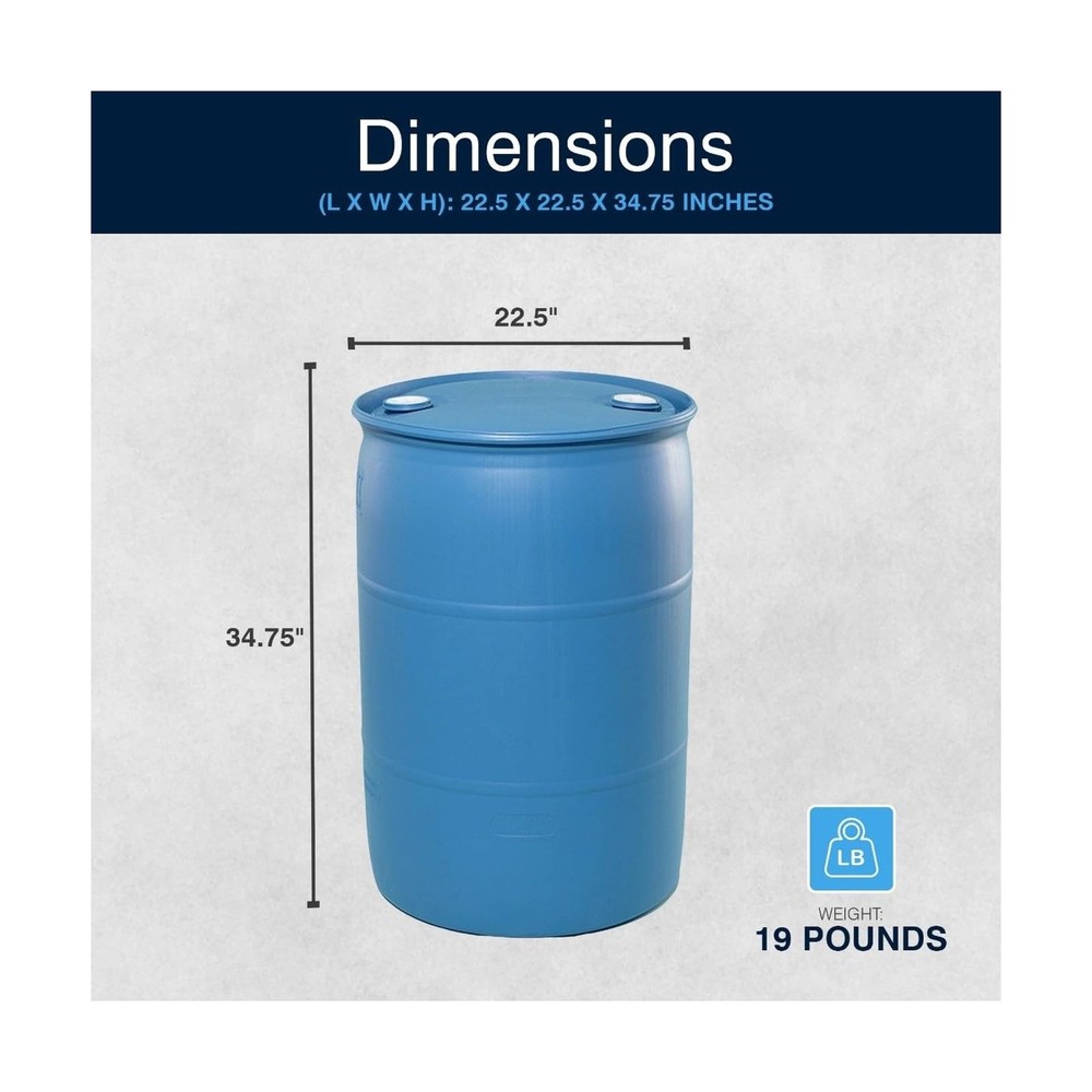 Bushman 55 Gallon Stackable Tight Head Drum - Closed Lid Blue