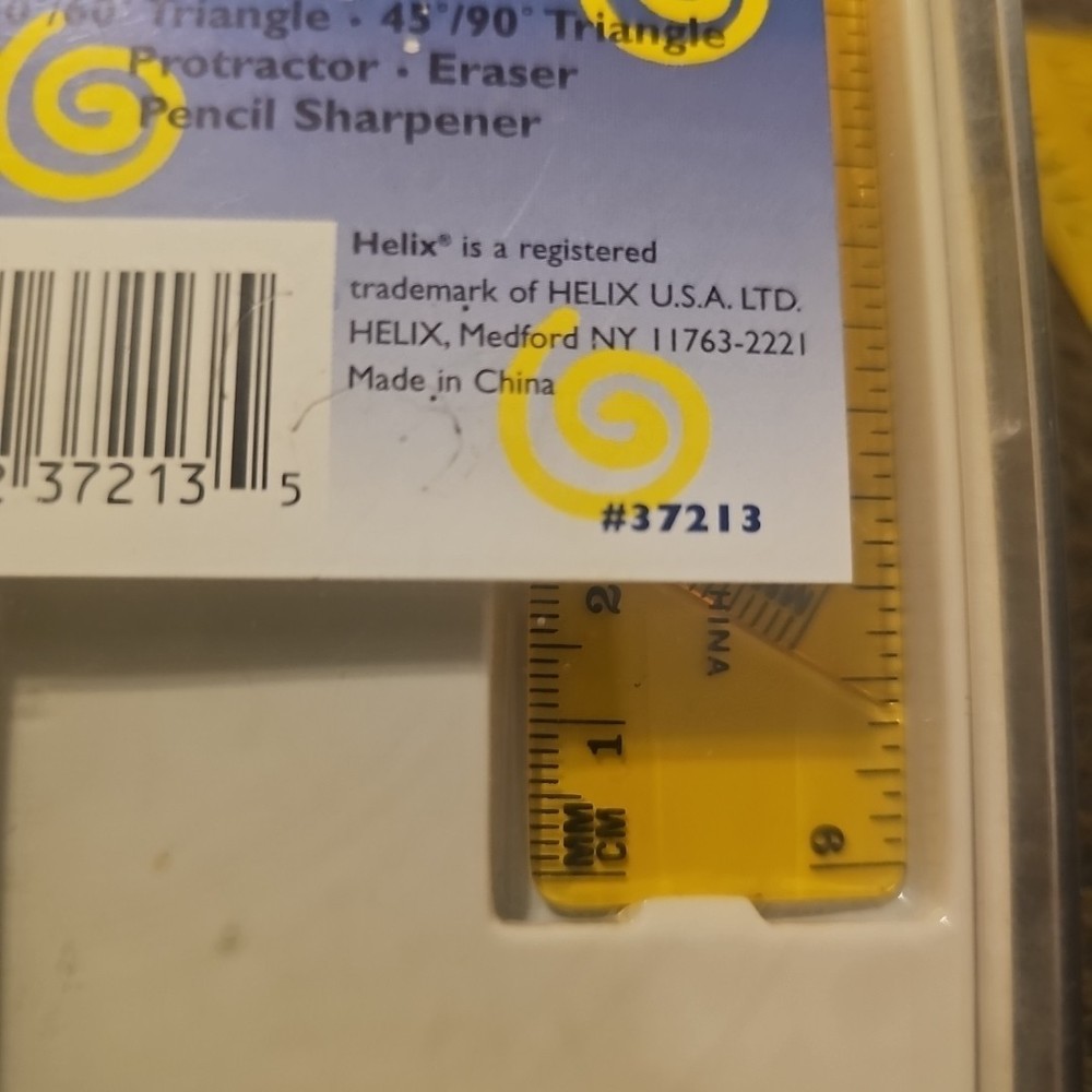 Helix Compass Protractor Large School Kit # 37213 Triangle Ruler Guide +stencil