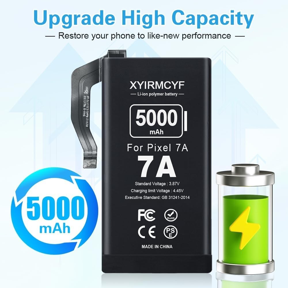 5000mAh Replacement Battery for Google Pixel 7A with Tool Kit - Safety Assured
