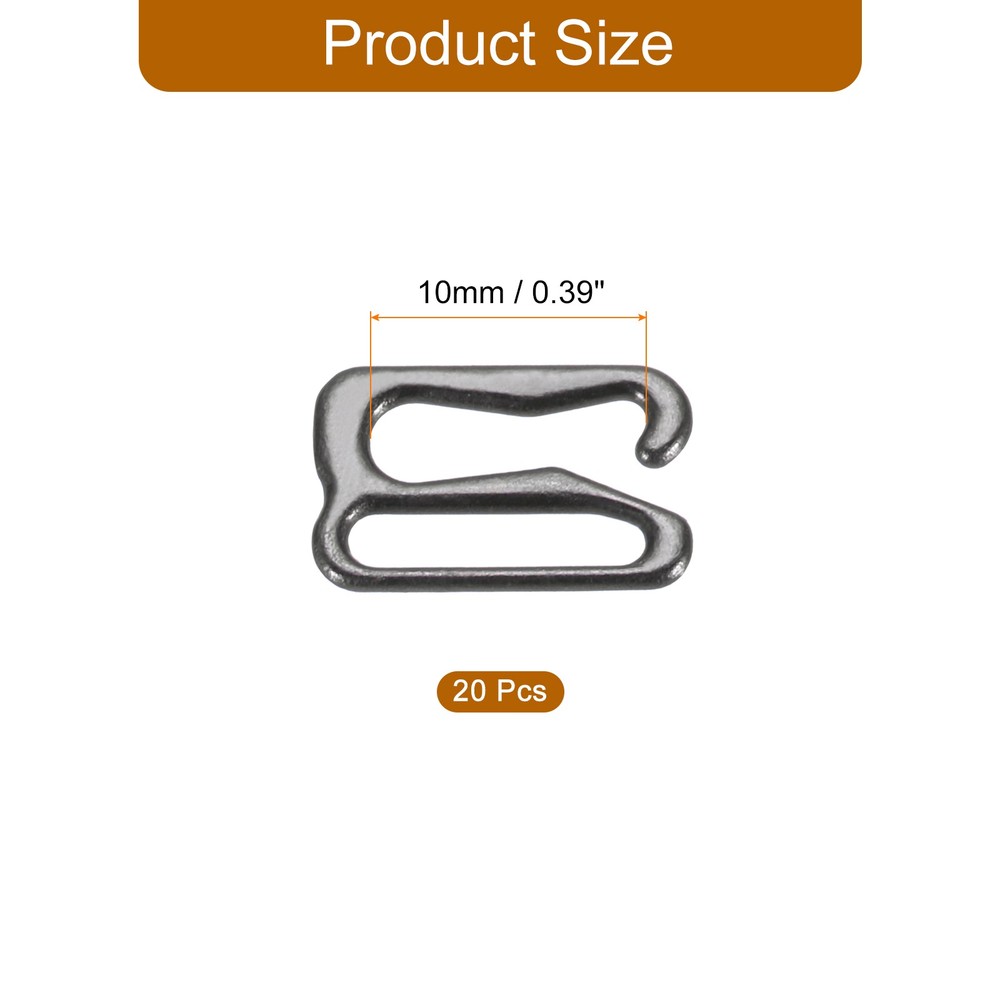 20 Pcs 10mm 9 Shape Bra Strap Hooks, Adjustment Slide Bra Strap Clips, Black