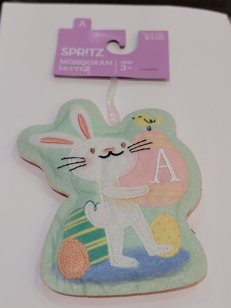 Spritz Monogram Letter A Bunny Rabbit Easter Chick Decoration New