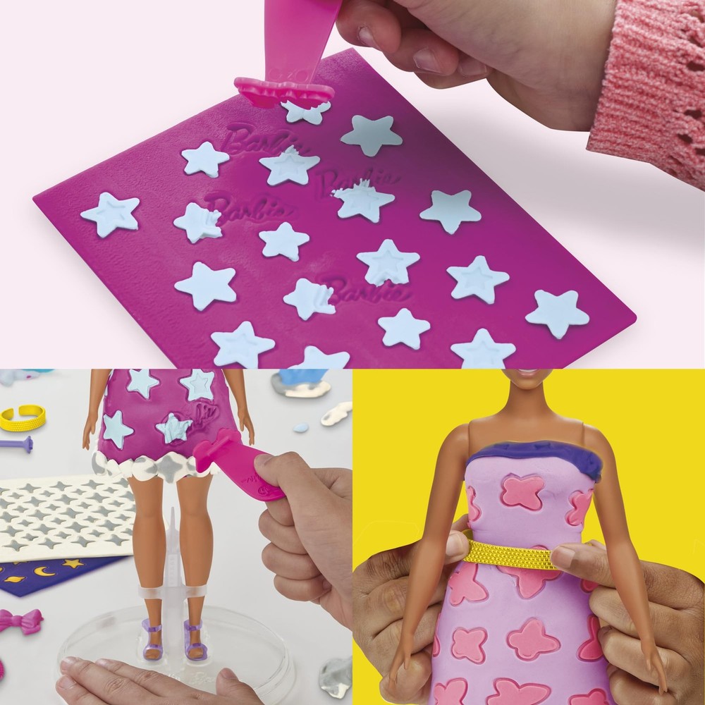 Play-Doh Barbie Sparkles and Gems Accessory Pack, 4 Refill Pattern Sheets of