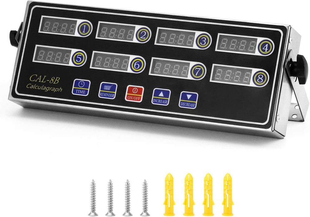 Digital Kitchen Timer - 8-Channel Multi-Timer with Waterproof Panel, Adjustable