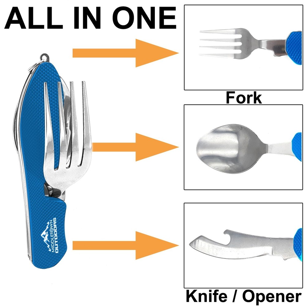 2Pcs Camping Flatware Foldable Utensils Detachable Portable and Versatile Sta...