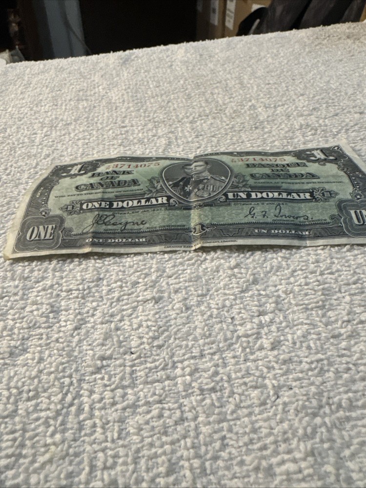 Vintage 1937 Canada One Dollar Banknote