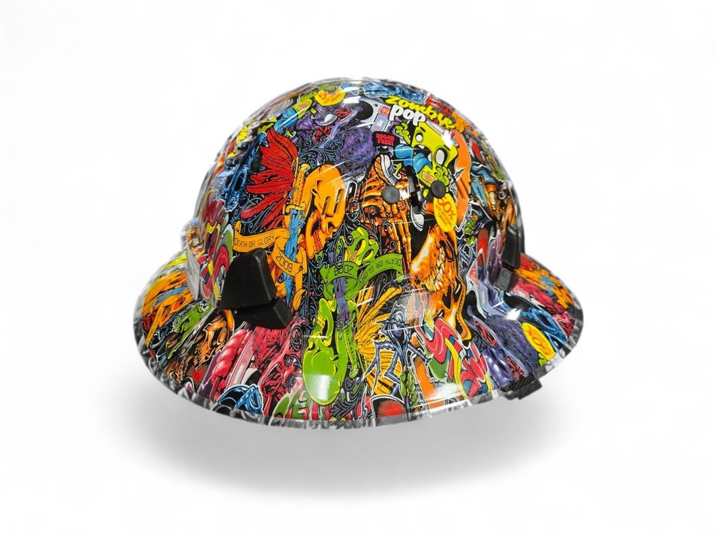 Graffiti Hydro Dipped Full Brim Hard Hat YELLOW