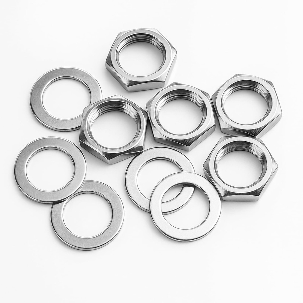 5 Sets Jack Socket Nut with Washer, 3/8" Silver Guitar Input Output silver