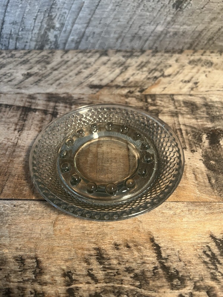 Clear Glass Ashtray Diamond Point Pattern Mid Century Home Decor