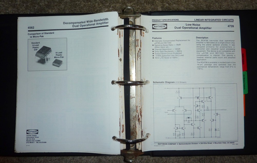 1982 Raytheon Linear~Digital~LSI~Memory~Discrete Components Data Sheets Binder
