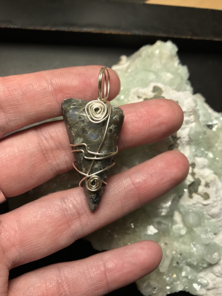 Natural Que Sera Sterling Silver Wrapped Pendant