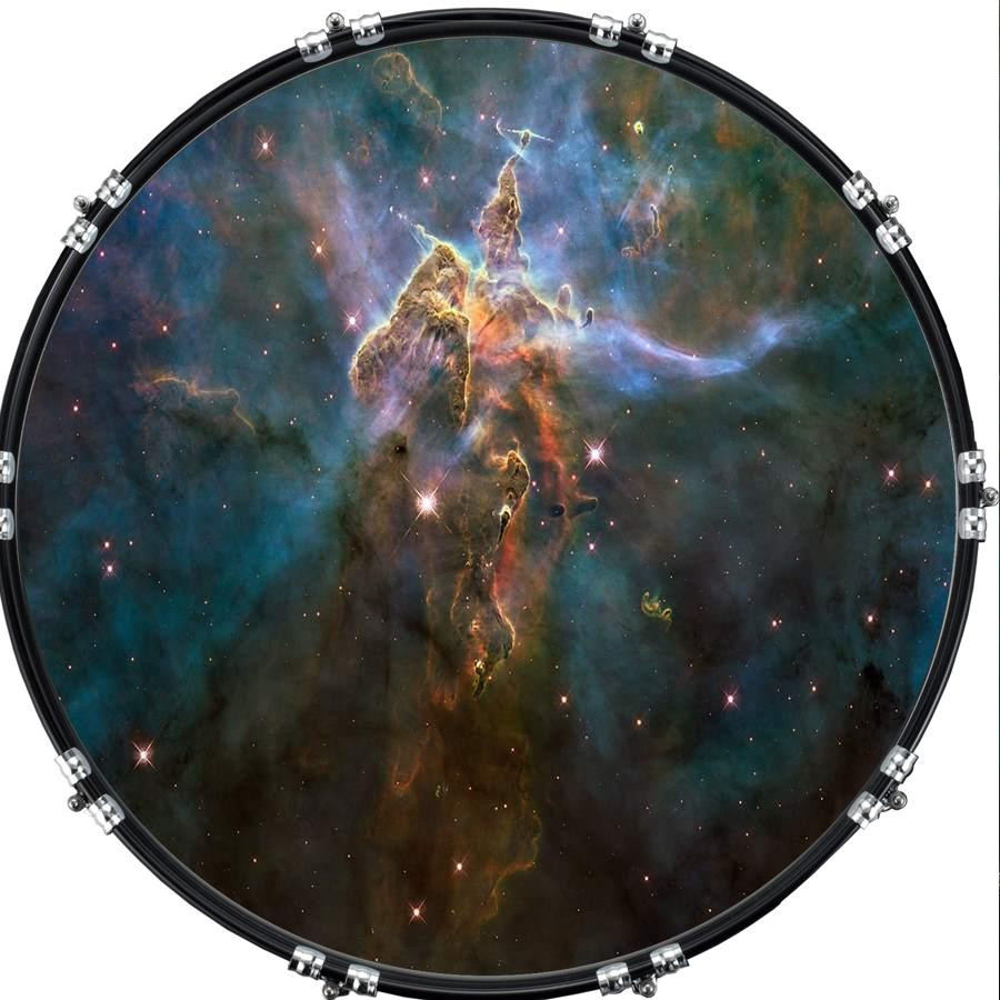 20" Custom Bass Kick Drum Front Head Graphic Graphical Space Eagle Nebula