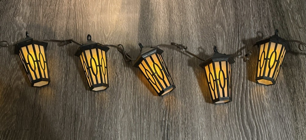 Patio Lights 7-Light Black LED Carousel String Lanterns New