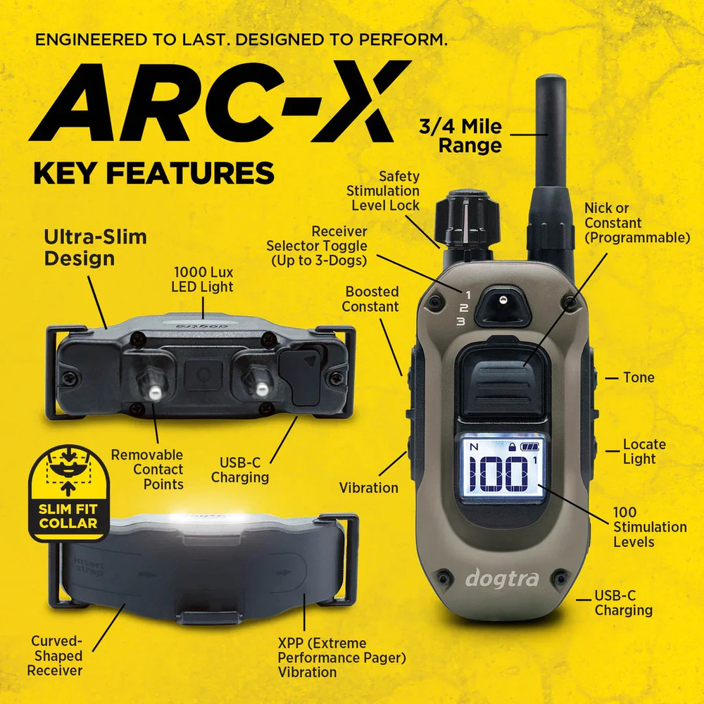 Dogtra ARC -X Remote Dog Training Collar - 3/4 - Mile Range E-Collar