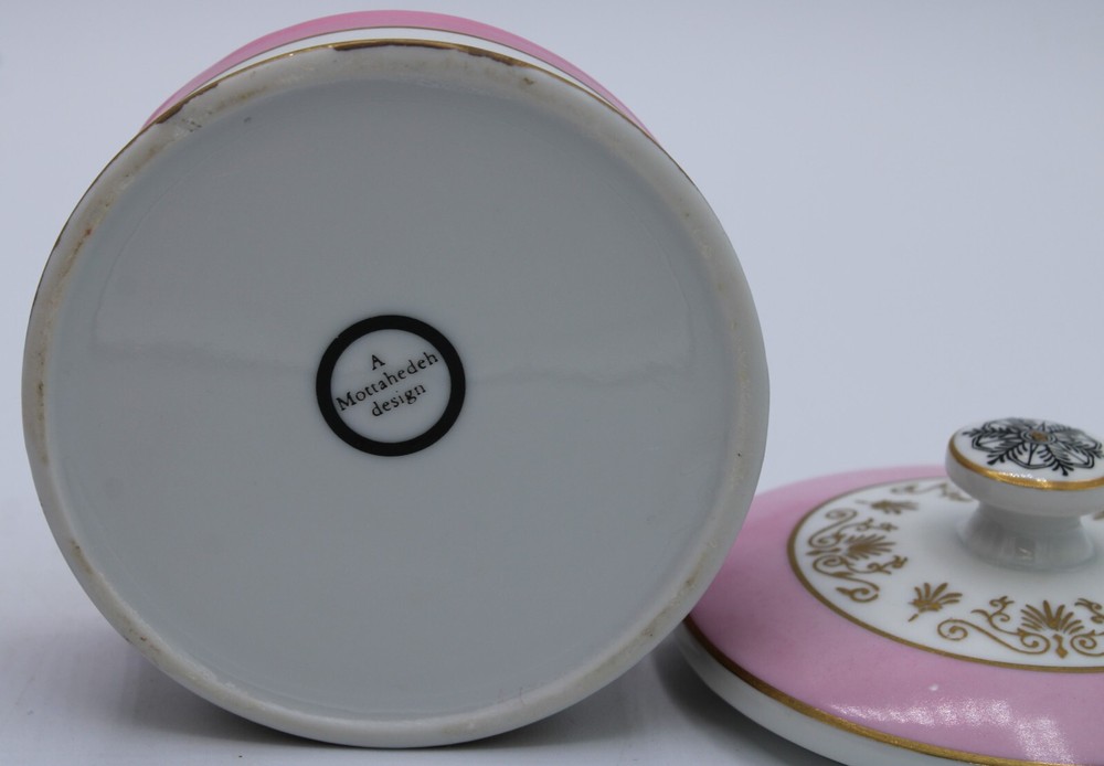 Mottahedeh Design Vanity Set (4 Pc. Set) Pink Black Gold & White