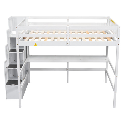 Full Size Loft Bed with Desk & Storage Staircases Full Size Loft Bunk Bed Frames