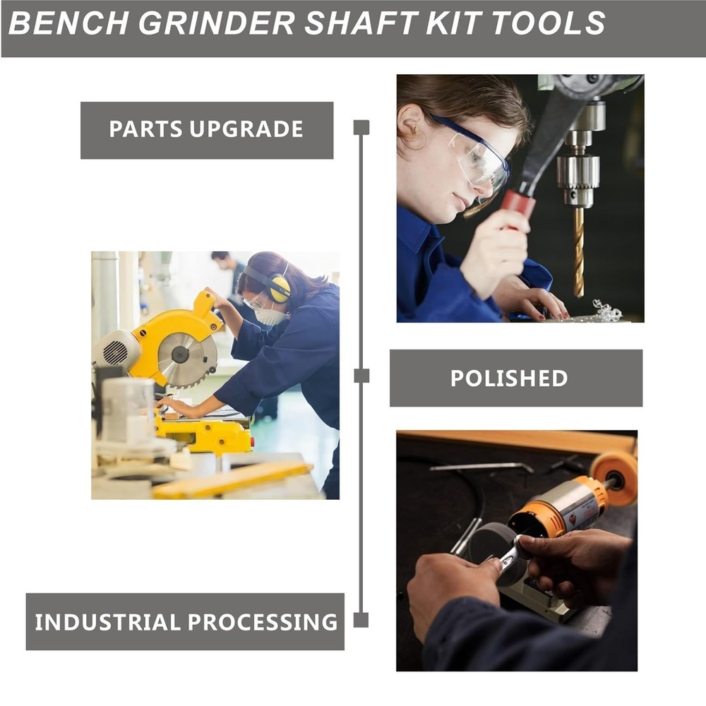 Durable 8mm Motor Shaft Extender - Bench Grinder Adapter with Tools Included