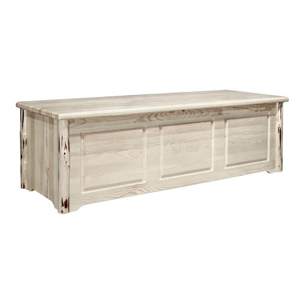Pemberly Row 59" Transitional Solid Wood Blanket Chest in Natural
