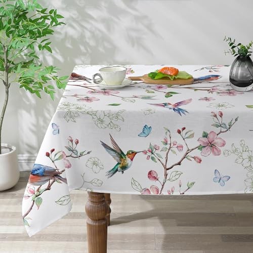 Spring Tablecloth 60x120 for Recatangle 120" x 60" (Rectangular) Floral Bird