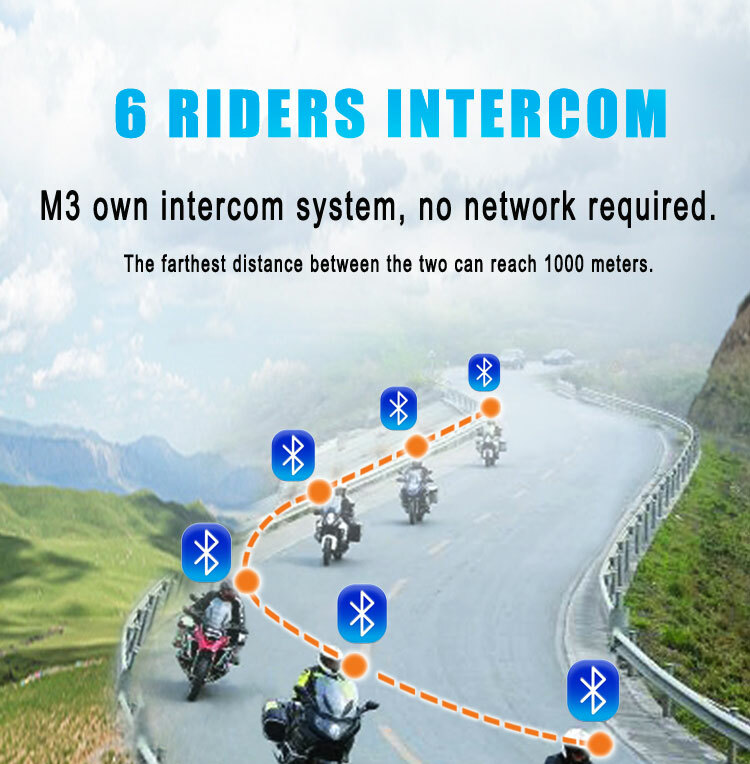 Bluetooth Motorcycle Intercom Headset Communication Camera Helmet Kit 6 Rider