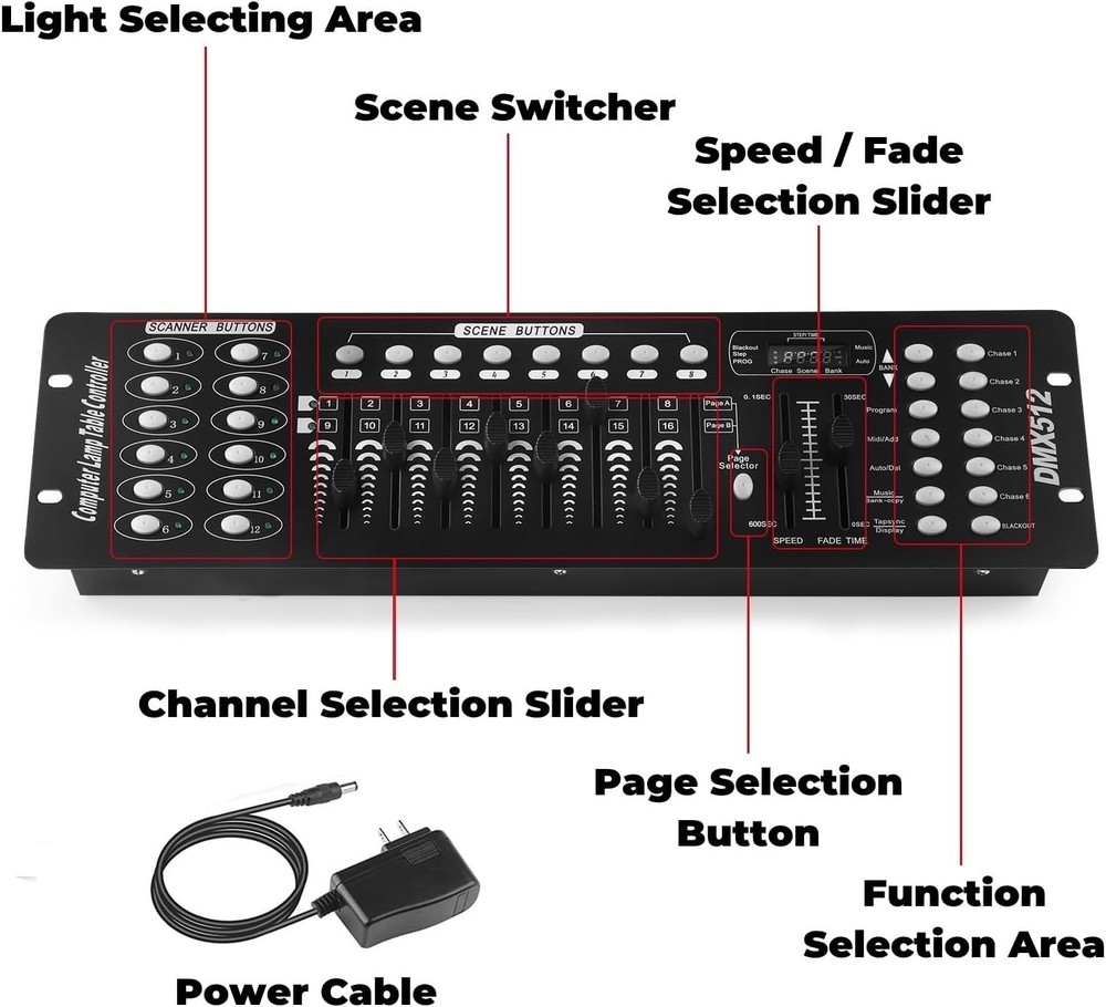 Stage DJ Light Controller Lighting Mixer Board Console for Light Shows, Party