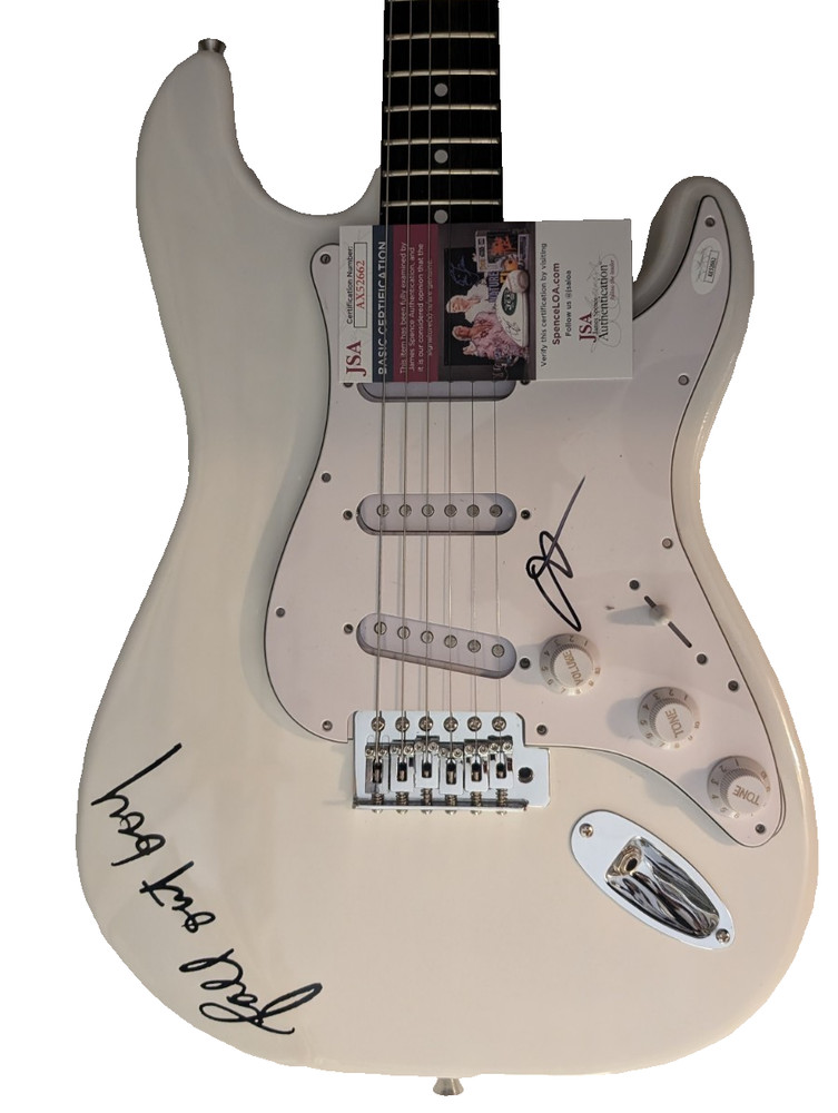 FALL OUT BOY Patrick Stump Signed Guitar Thks fr th Mmrs JSA COA