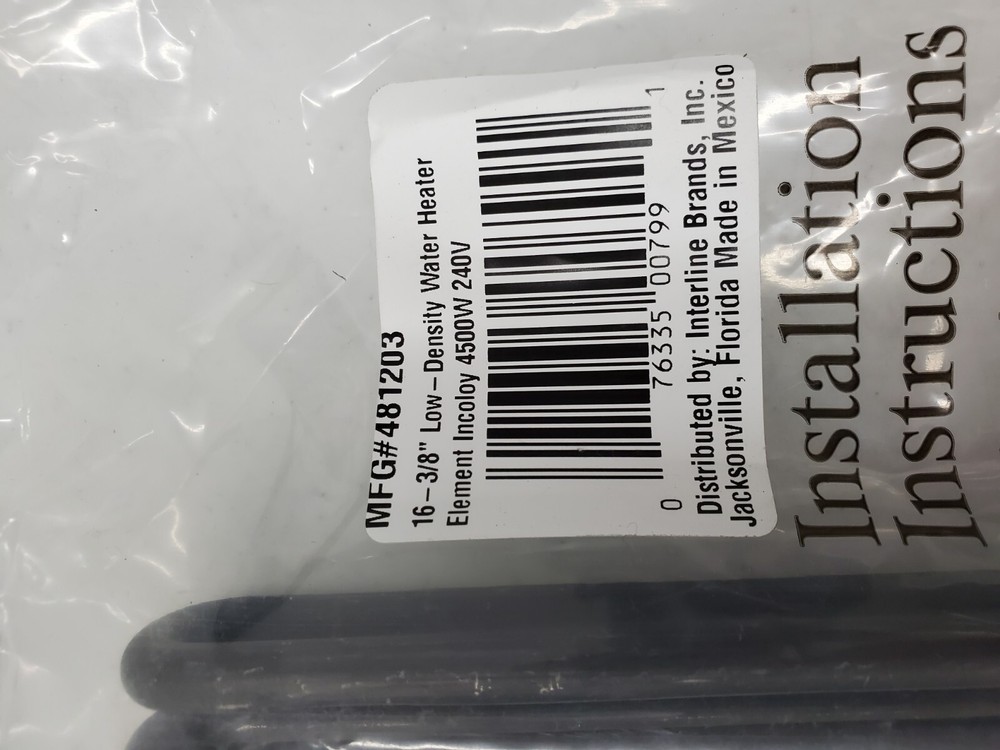 16-3/8" LOW DENSITY WATER HEATER ELEMENT INCOLOY 4500W 240V MFG #481203