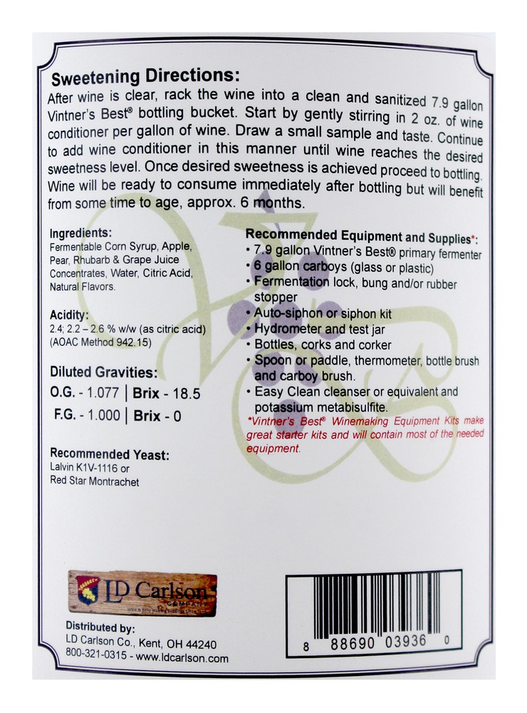 Complete Fruit Wine Base Kit-Rhubarb