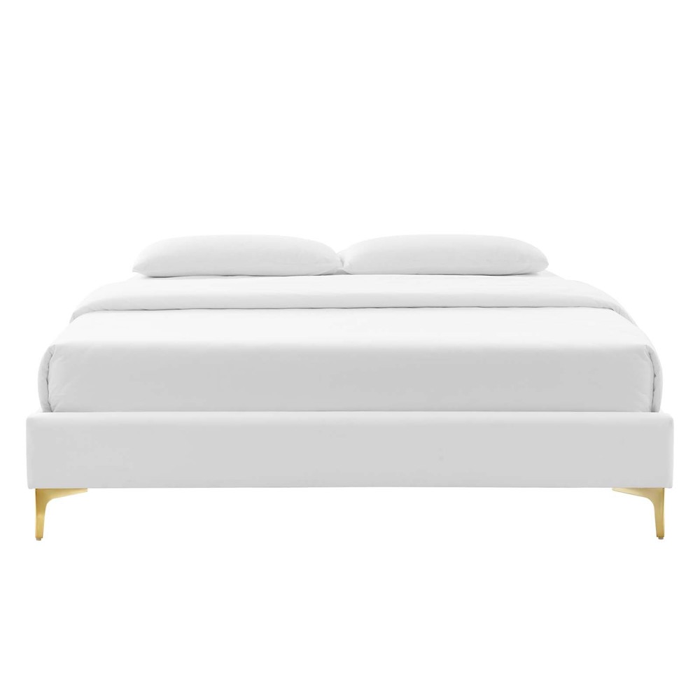 Modway Sutton Performance Velvet Queen Bed Frame in White