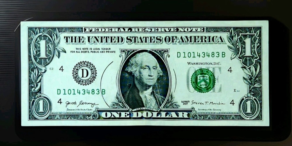 $1 One Dollar Bill 2013 Federal Reserve Note Error ~ Inking Error, Extra Circles
